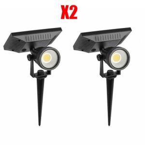 2X Faretto Led Picchetto Solare 10W IP65 Per Giardino