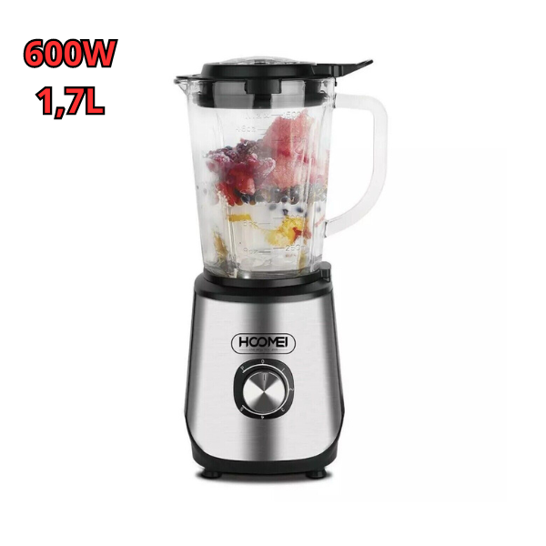 Frullatore Elettrico 600 Watt 1,7 Litri Tritaghiaccio Blender 5 Velocità Inox - immagine 2