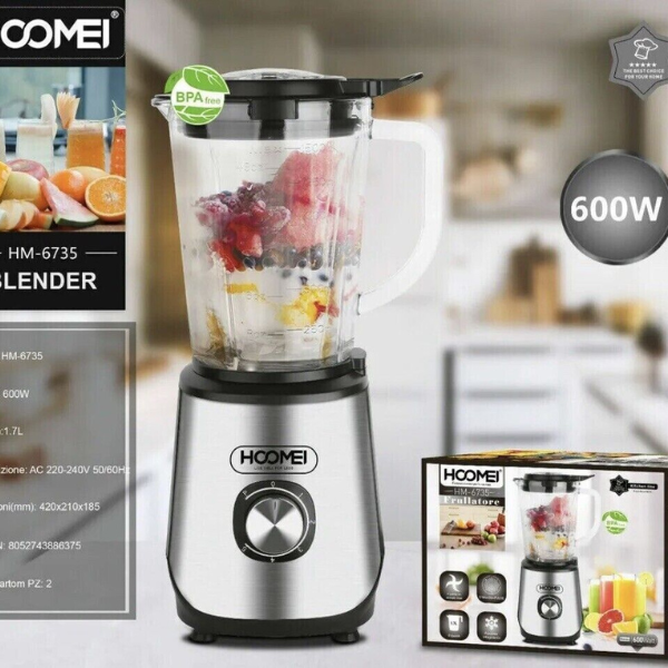Frullatore Elettrico 600 Watt 1,7 Litri Tritaghiaccio Blender 5 Velocità Inox - immagine 7