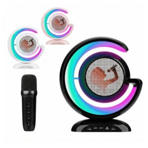 Mini Cassa Karaoke 1 Microfono Bluetooth Wireless Luci Colorate Portatile